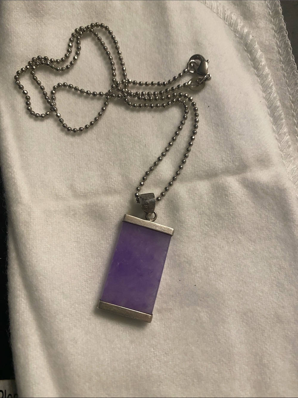 Beautiful Lavender Jade Pendant Held In Sterling